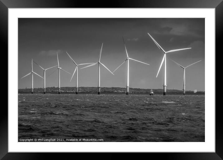 Windfarm in Liverpool Bay  Framed Mounted Print by Phil Longfoot