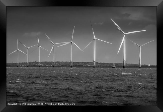 Windfarm in Liverpool Bay  Framed Print by Phil Longfoot