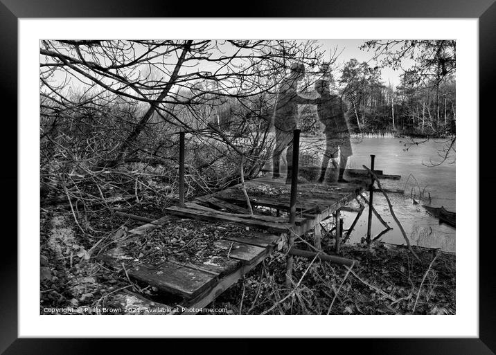 Fishing Memories of Childhood - B&W Framed Mounted Print by Philip Brown