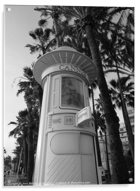 Monochrome vintage toilet in Cannes on the Cote d  Acrylic by Ann Biddlecombe