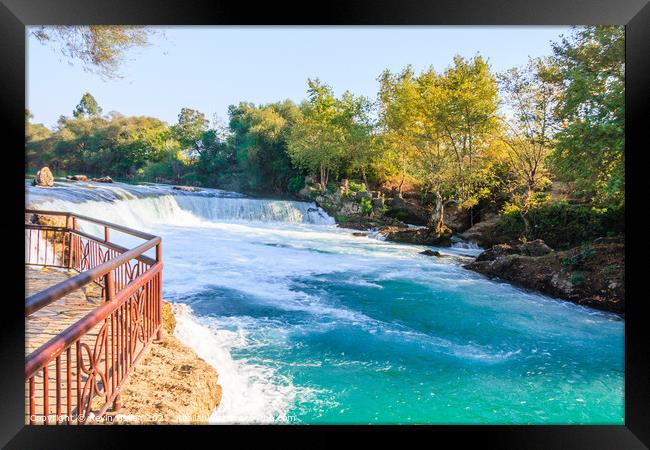 Manavgat waterfall Framed Print by Kevin Hellon