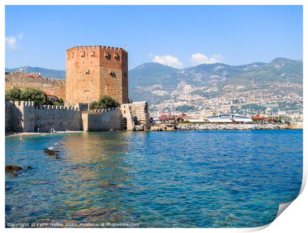 The Red Tower, Alanya, Turkey Print by Kevin Hellon
