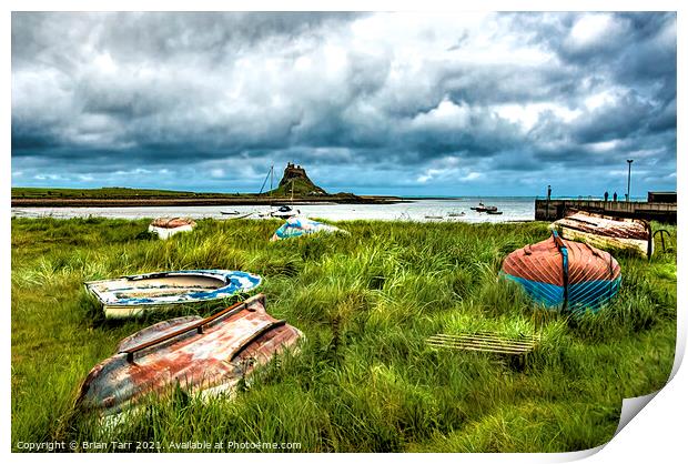 Incoming storm at Lindisfarne Print by Brian Tarr