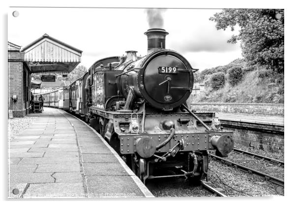 Steam at Llangollen Wales. Acrylic by jim Hamilton