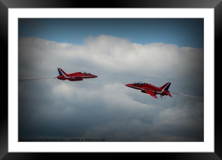Red Arrows pair Framed Mounted Print by Kev Robertson