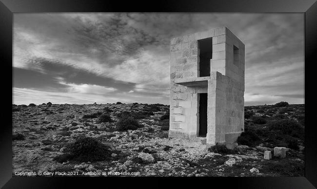Malta Unfinished building on the coast in monochro Framed Print by That Foto