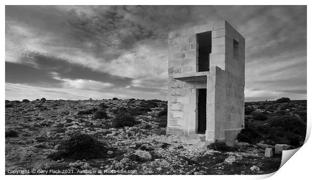 Malta Unfinished building on the coast in monochro Print by That Foto