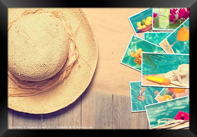 Sunhat & Postcards Framed Print by Amanda Elwell