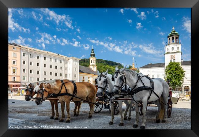 Salzburg city horses Framed Print by Jim Monk