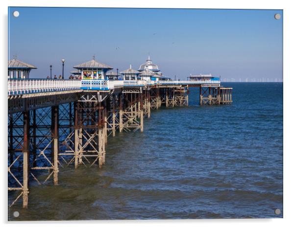 Cold crisp day on Llandudno Pier Acrylic by Wendy Williams CPAGB