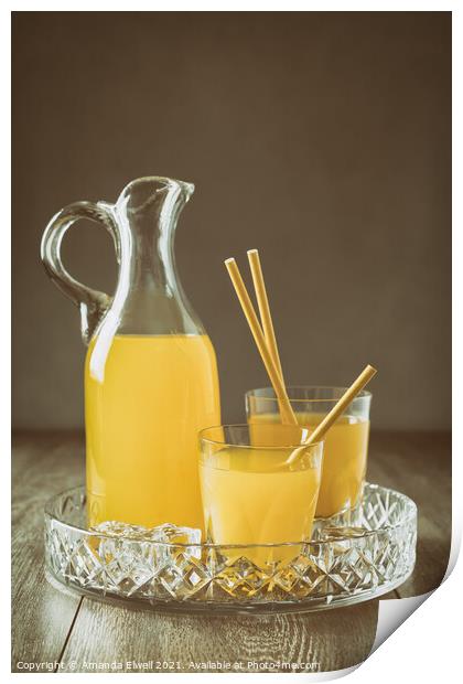Jug Of Orange Drink Print by Amanda Elwell