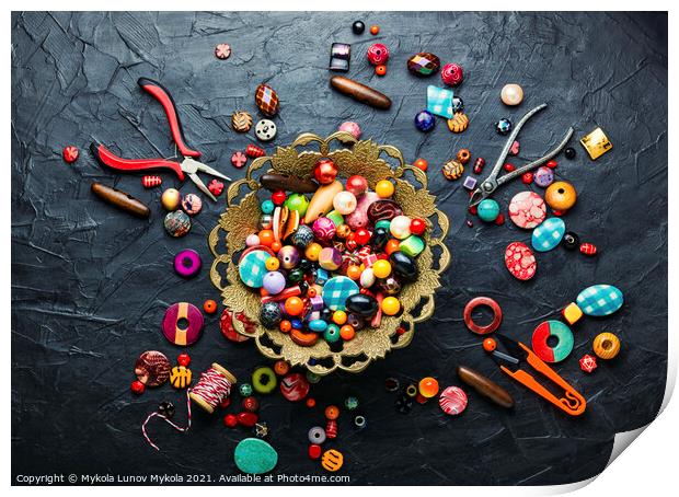 Set of multicolored beads Print by Mykola Lunov Mykola
