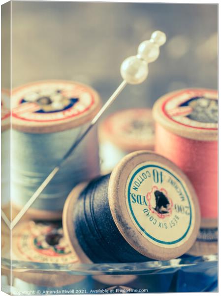 Vintage Sewing Threads Canvas Print by Amanda Elwell
