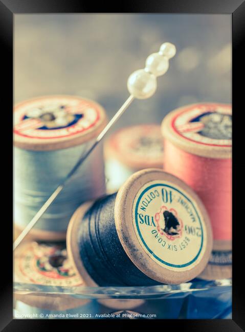 Vintage Sewing Threads Framed Print by Amanda Elwell
