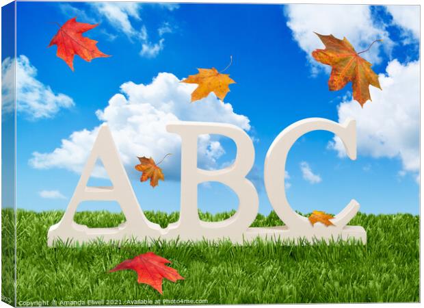ABC Letters With Autumn Leaves Canvas Print by Amanda Elwell