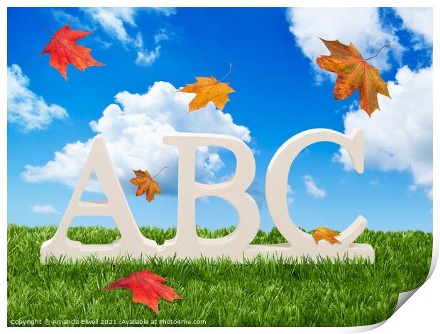 ABC Letters With Autumn Leaves Print by Amanda Elwell
