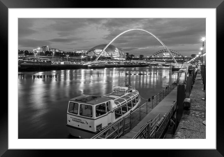 River cruise boat at twilight Framed Mounted Print by Naylor's Photography