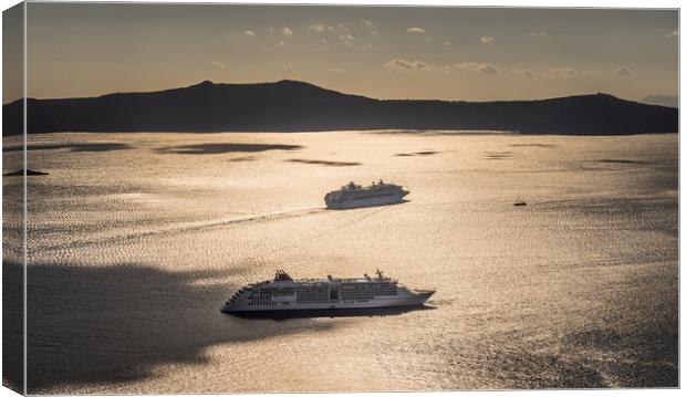 Cruise boats visitingSantorini  Canvas Print by Naylor's Photography