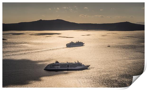 Cruise boats visitingSantorini  Print by Naylor's Photography