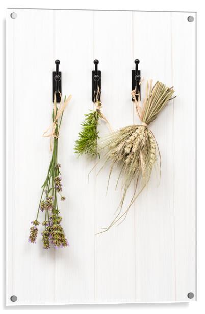 Drying Herbs & Lavender Acrylic by Amanda Elwell