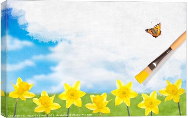 Painting Daffodils Canvas Print by Amanda Elwell
