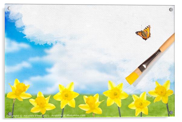 Painting Daffodils Acrylic by Amanda Elwell