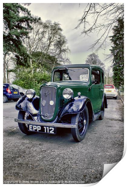 A Classic Austin 7 Car in the Cotswolds No 3 Print by Philip Brown