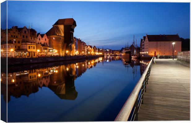 City of Gdansk by Night in Poland Canvas Print by Artur Bogacki