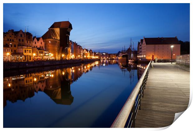 City of Gdansk by Night in Poland Print by Artur Bogacki