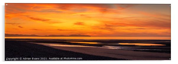 Rhyl Beach Wales Sunset Acrylic by Adrian Evans