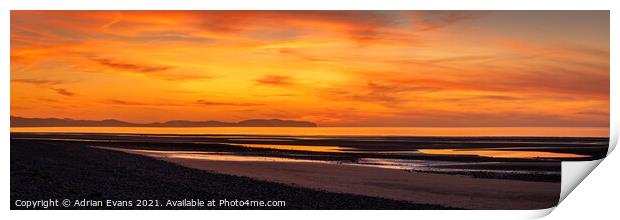 Rhyl Beach Wales Sunset Print by Adrian Evans
