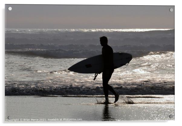Surfer, Hayle Beach, Cornwall Acrylic by Brian Pierce