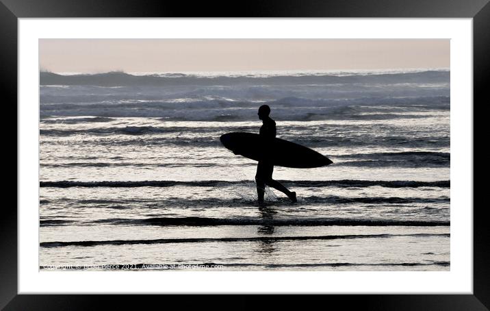 Surfer, Hayle Beach, Cornwall Framed Mounted Print by Brian Pierce
