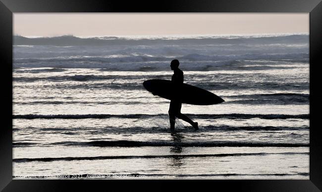 Surfer, Hayle Beach, Cornwall Framed Print by Brian Pierce