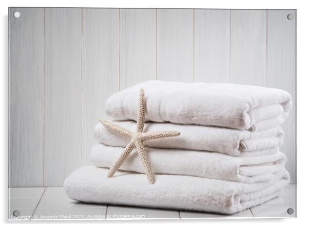 New White Towels Acrylic by Amanda Elwell