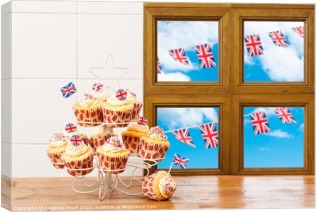 Cupcakes With Bunting Canvas Print by Amanda Elwell