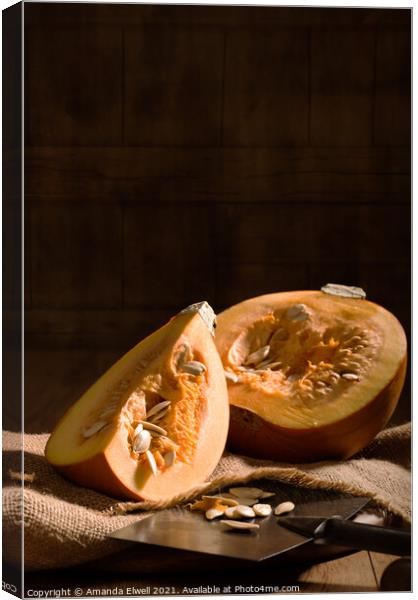 Sliced Pumpkin Canvas Print by Amanda Elwell