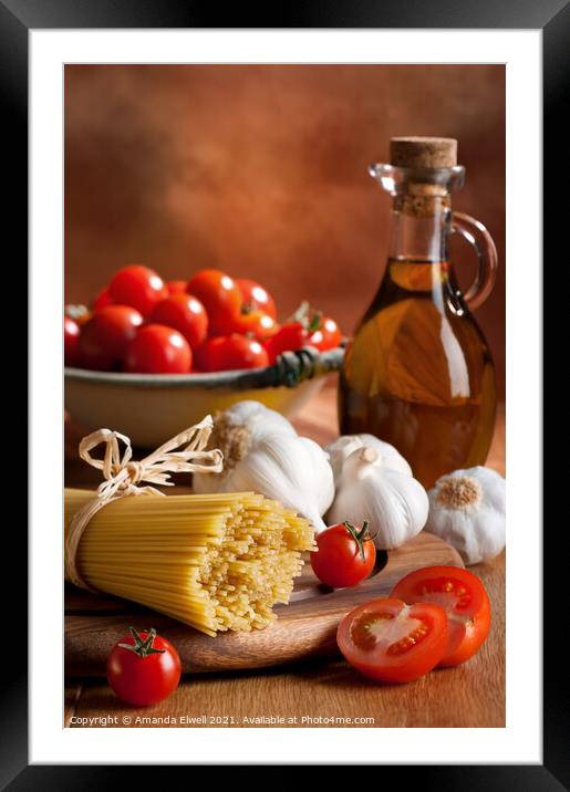 Preparation Of Italian Spaghetti Pasta Framed Mounted Print by Amanda Elwell
