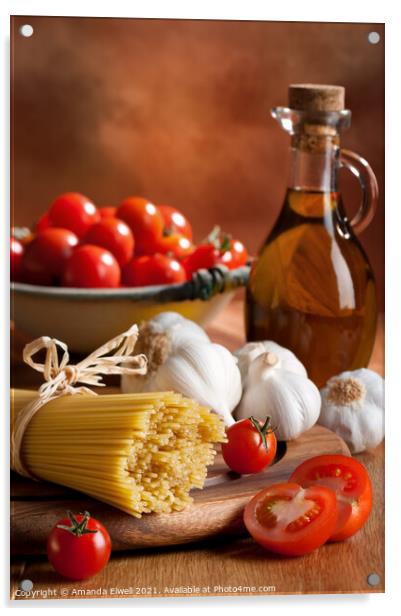 Preparation Of Italian Spaghetti Pasta Acrylic by Amanda Elwell