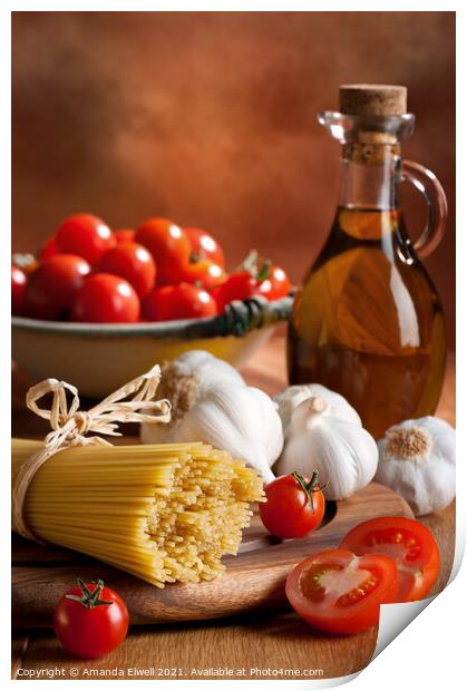 Preparation Of Italian Spaghetti Pasta Print by Amanda Elwell