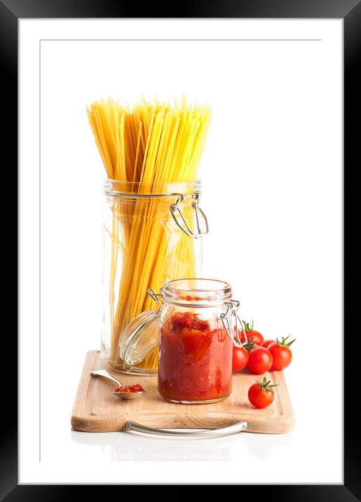 Tomatoes & Spaghetti Pasta  Framed Mounted Print by Amanda Elwell