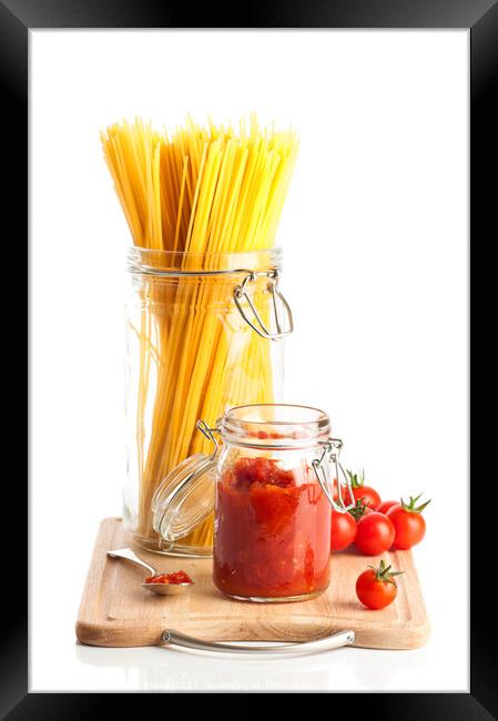 Tomatoes & Spaghetti Pasta  Framed Print by Amanda Elwell