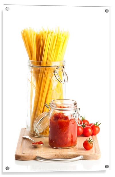 Tomatoes & Spaghetti Pasta  Acrylic by Amanda Elwell
