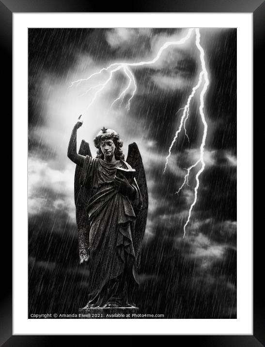 Lightning Strikes the Angel Gabriel Framed Mounted Print by Amanda Elwell