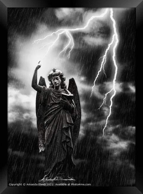 Lightning Strikes the Angel Gabriel Framed Print by Amanda Elwell
