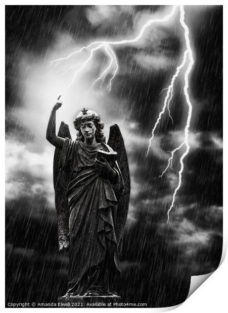 Lightning Strikes the Angel Gabriel Print by Amanda Elwell