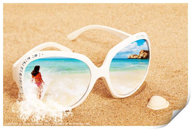 Sunglasses In The Sand Print by Amanda Elwell