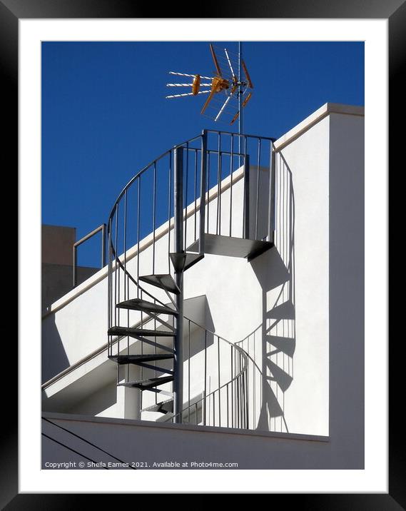 Spiral Staircase and Shadow Framed Mounted Print by Sheila Eames