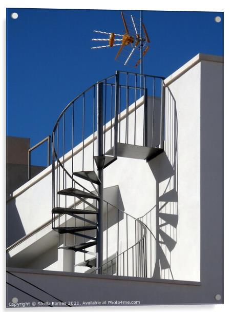 Spiral Staircase and Shadow Acrylic by Sheila Eames