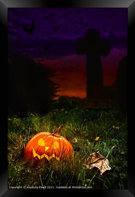 Halloween Cemetery Framed Print by Amanda Elwell